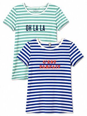 J.Crew Graphic Tee Bundle – 2 French-Inspired Striped T-Shirts